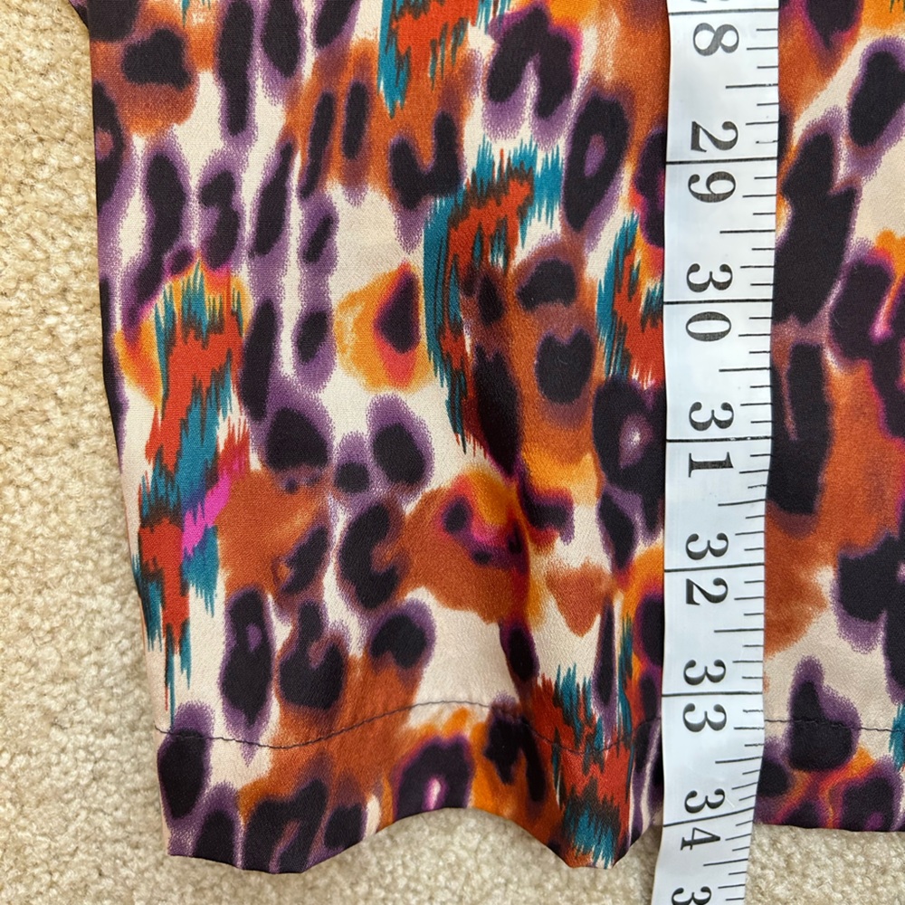 Bar III Orange Multicolor Leopard-Print Zip-Front‎ Tie-Waist Mini Dress - Picture 7 of 9